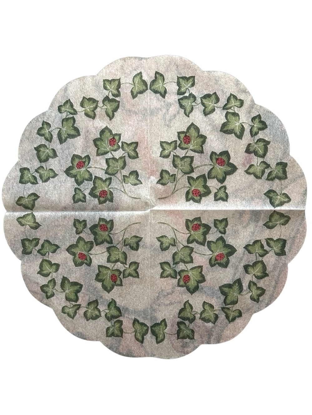 NAREG INT’L Vintage Rice Paper Napkins (lot of 15) Leaf Bug Theme Scalloped Fan